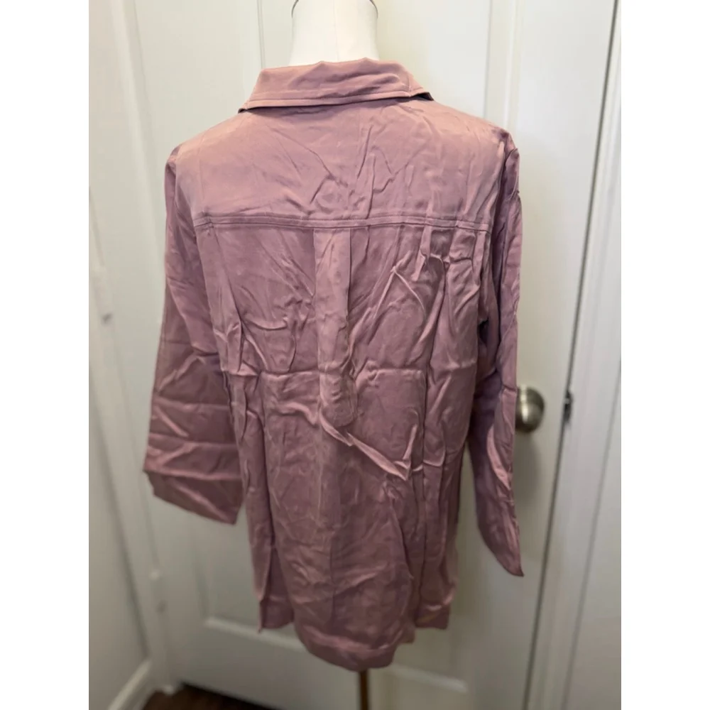 Haven Well Within Cupro Tunic Blouse Mauve Pink M NWT Collared Pullover Top - Picture 4 of 8